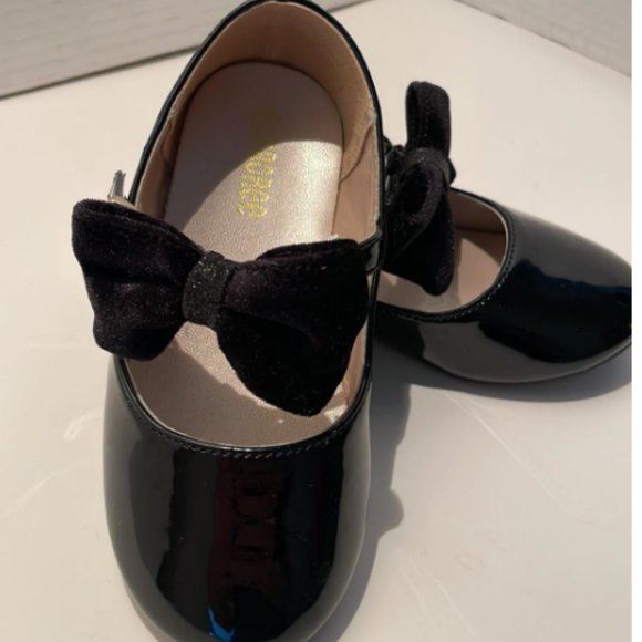Gymboree Toddler Girl's Black Patent Ballet Flats with Velvet Bow Size 8 - Picture 9 of 9
